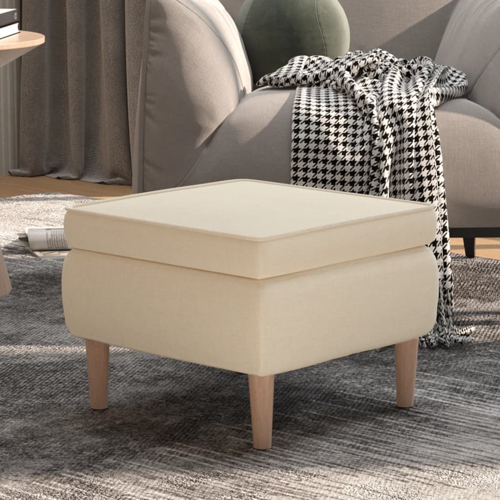 Kruk met houten poten stof crèmekleurig is nu te koop bij PeponiXL, paradijselijk wonen!