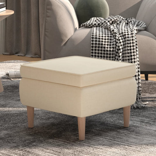 Kruk met houten poten stof crèmekleurig is nu te koop bij PeponiXL, paradijselijk wonen!