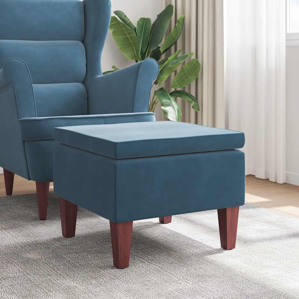Kruk met houten poten fluweel blauw is nu te koop bij PeponiXL, paradijselijk wonen!