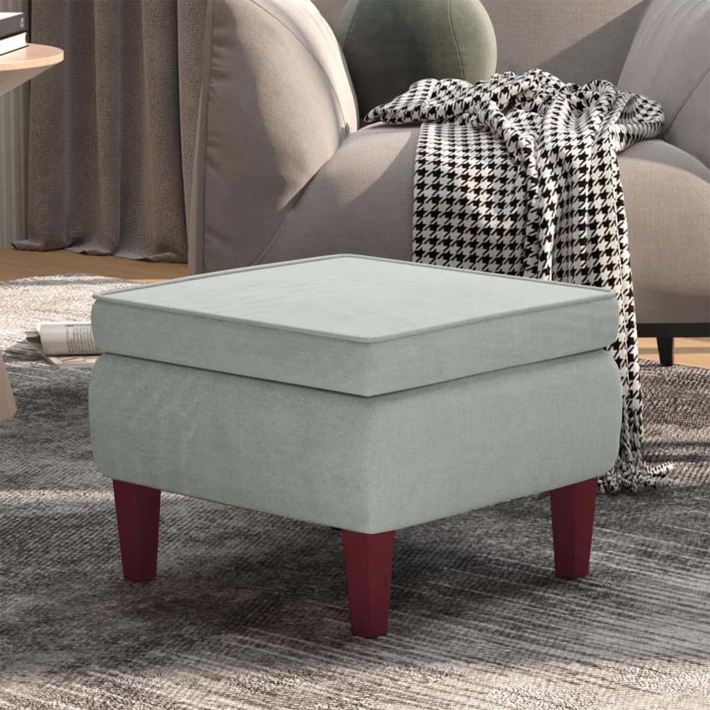 Kruk met houten poten fluweel lichtgrijs is nu te koop bij PeponiXL, paradijselijk wonen!