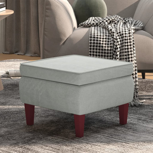 Kruk met houten poten fluweel lichtgrijs is nu te koop bij PeponiXL, paradijselijk wonen!