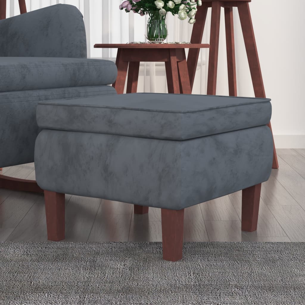 Kruk met houten poten fluweel donkergrijs is nu te koop bij PeponiXL, paradijselijk wonen!