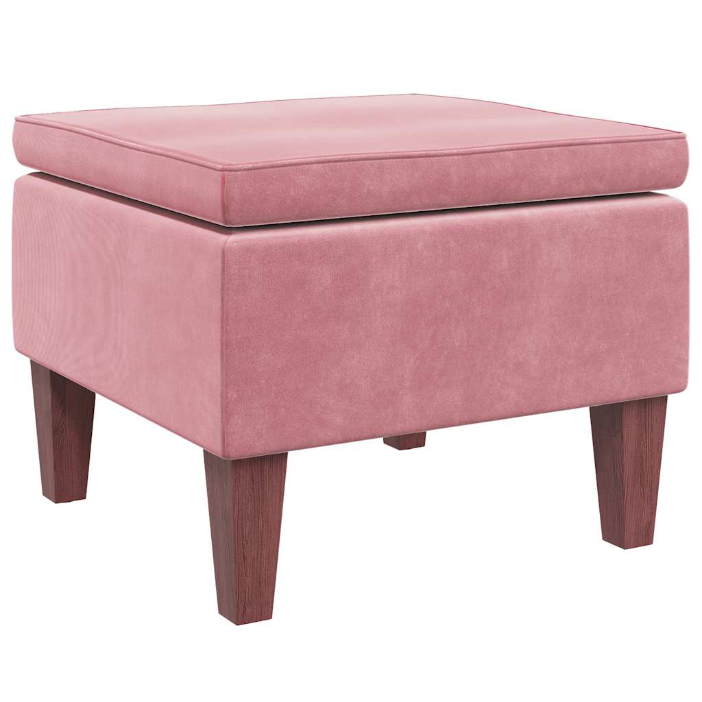 Kruk met houten poten fluweel roze is nu te koop bij PeponiXL, paradijselijk wonen!