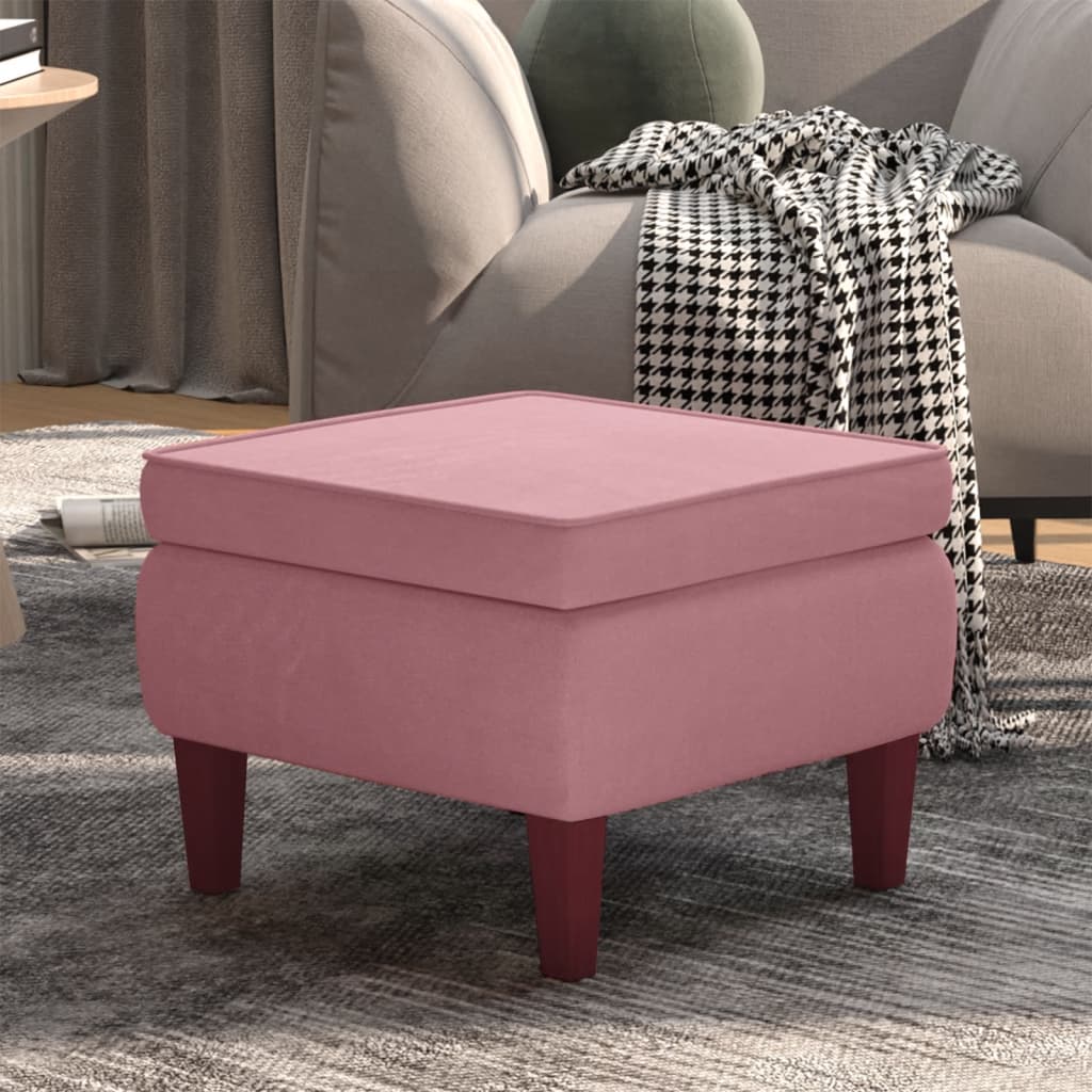 Kruk met houten poten fluweel roze is nu te koop bij PeponiXL, paradijselijk wonen!