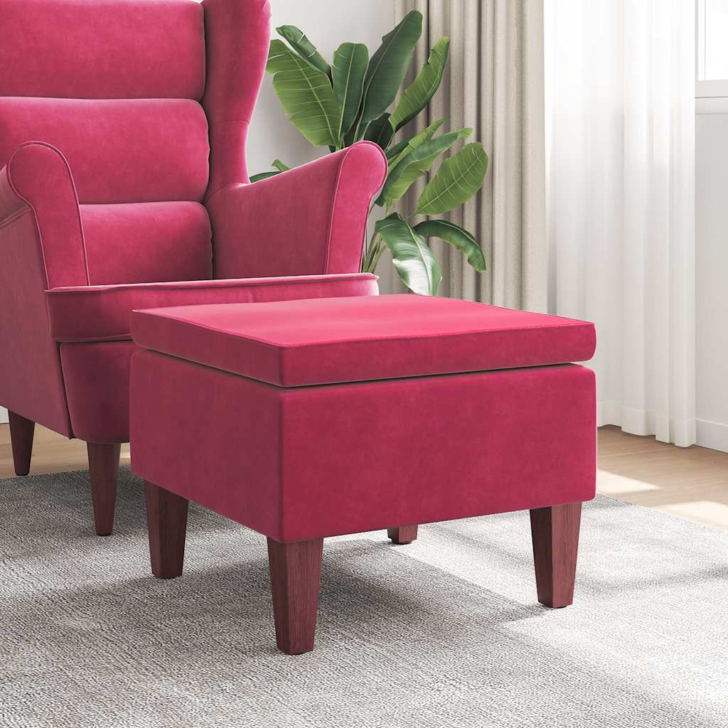 Kruk met houten poten fluweel wijnrood is nu te koop bij PeponiXL, paradijselijk wonen!
