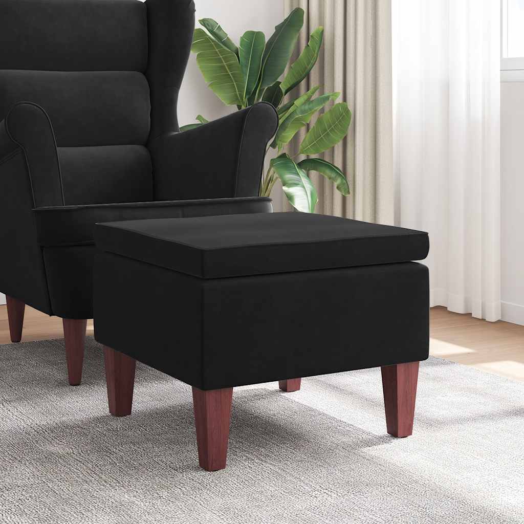 Kruk met houten poten fluweel zwart is nu te koop bij PeponiXL, paradijselijk wonen!