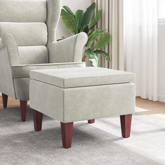 Kruk met houten poten fluweel crèmekleurig is nu te koop bij PeponiXL, paradijselijk wonen!