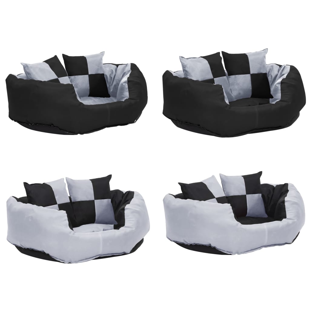 Hondenkussen omkeerbaar en wasbaar 65x50x20 cm grijs en zwart is nu te koop bij PeponiXL, paradijselijk wonen!
