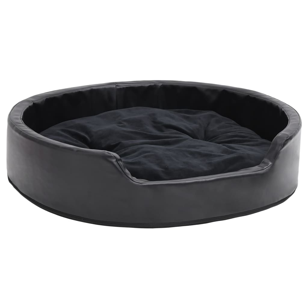 Hondenmand 79x70x19 cm pluche en kunstleer zwart is nu te koop bij PeponiXL, paradijselijk wonen!