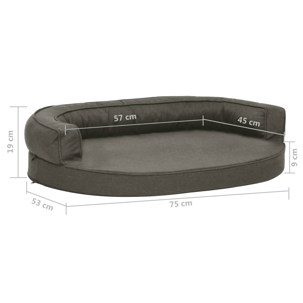 Hondenbed ergonomisch linnen-look 75x53 cm donkergrijs is nu te koop bij PeponiXL, paradijselijk wonen!