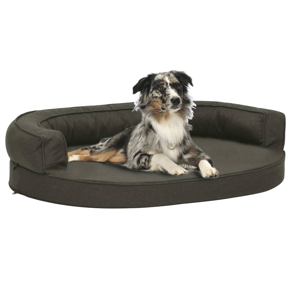 Hondenbed ergonomisch linnen-look 75x53 cm donkergrijs is nu te koop bij PeponiXL, paradijselijk wonen!