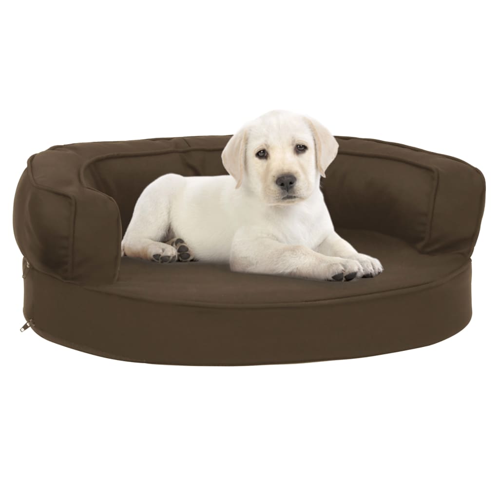 Hondenbed ergonomisch linnen-look 60x42 cm bruin is nu te koop bij PeponiXL, paradijselijk wonen!