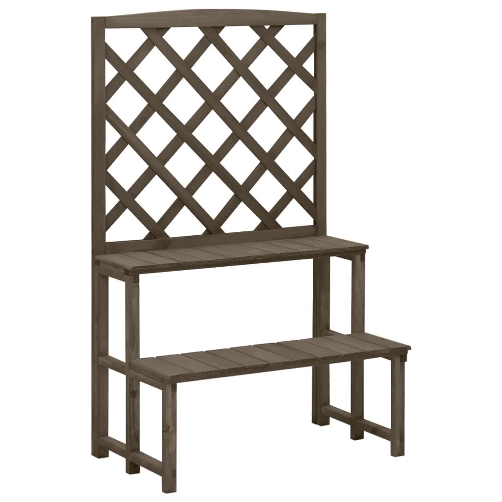 Plantenrek met latwerk 70x42x115 cm massief vurenhout grijs is nu te koop bij PeponiXL, paradijselijk wonen!