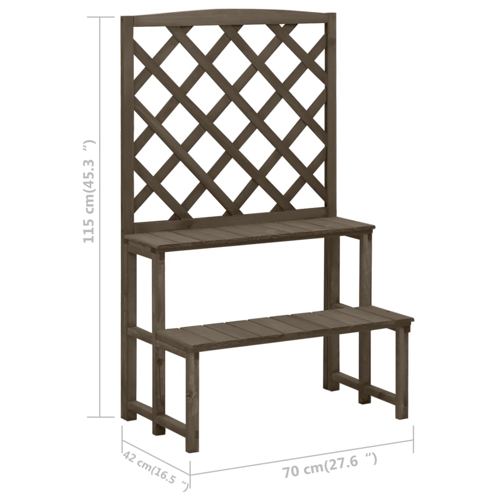 Plantenrek met latwerk 70x42x115 cm massief vurenhout grijs is nu te koop bij PeponiXL, paradijselijk wonen!