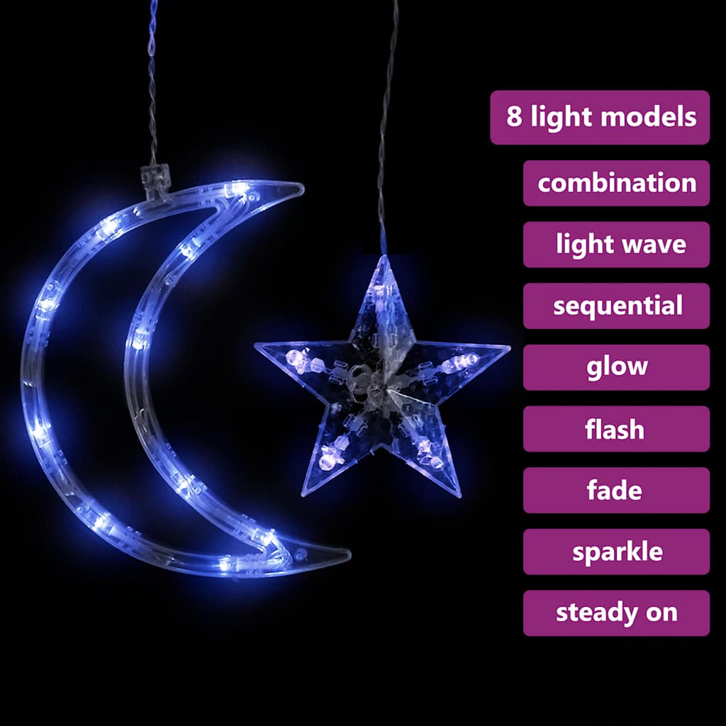 Lichtslinger ster en maan afstandsbediening 138 LED's blauw is nu te koop bij PeponiXL, paradijselijk wonen!