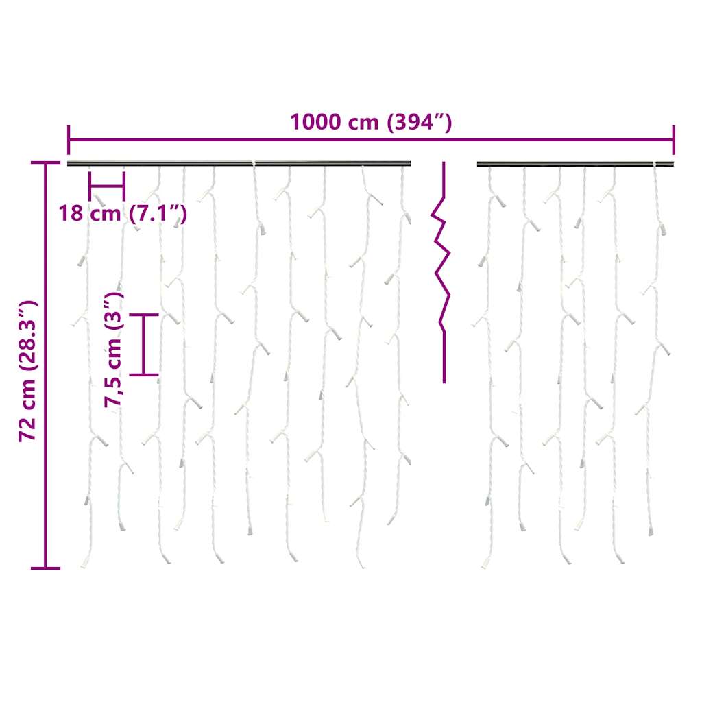 Lichtgordijn met 400 LED's en 8 functies 10 m warmwit is nu te koop bij PeponiXL, paradijselijk wonen!