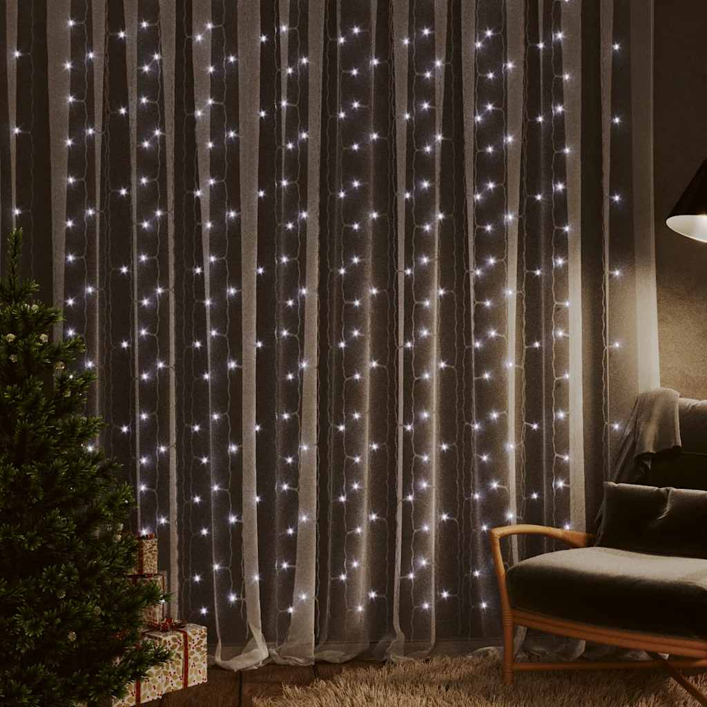 Lichtsnoergordijn met 300 LED's en 8 functies 3x3 m koudwit is nu te koop bij PeponiXL, paradijselijk wonen!