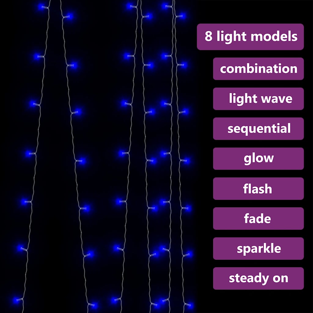 Lichtsnoergordijn met 300 LED's en 8 functies 3x3 m blauw is nu te koop bij PeponiXL, paradijselijk wonen!