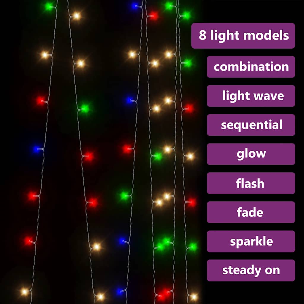 Lichtsnoergordijn met 300 LED's en 8 functies 3x3 m meerkleurig is nu te koop bij PeponiXL, paradijselijk wonen!