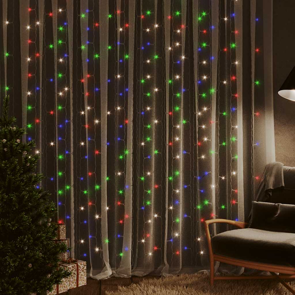 Lichtsnoergordijn met 300 LED's en 8 functies 3x3 m meerkleurig is nu te koop bij PeponiXL, paradijselijk wonen!