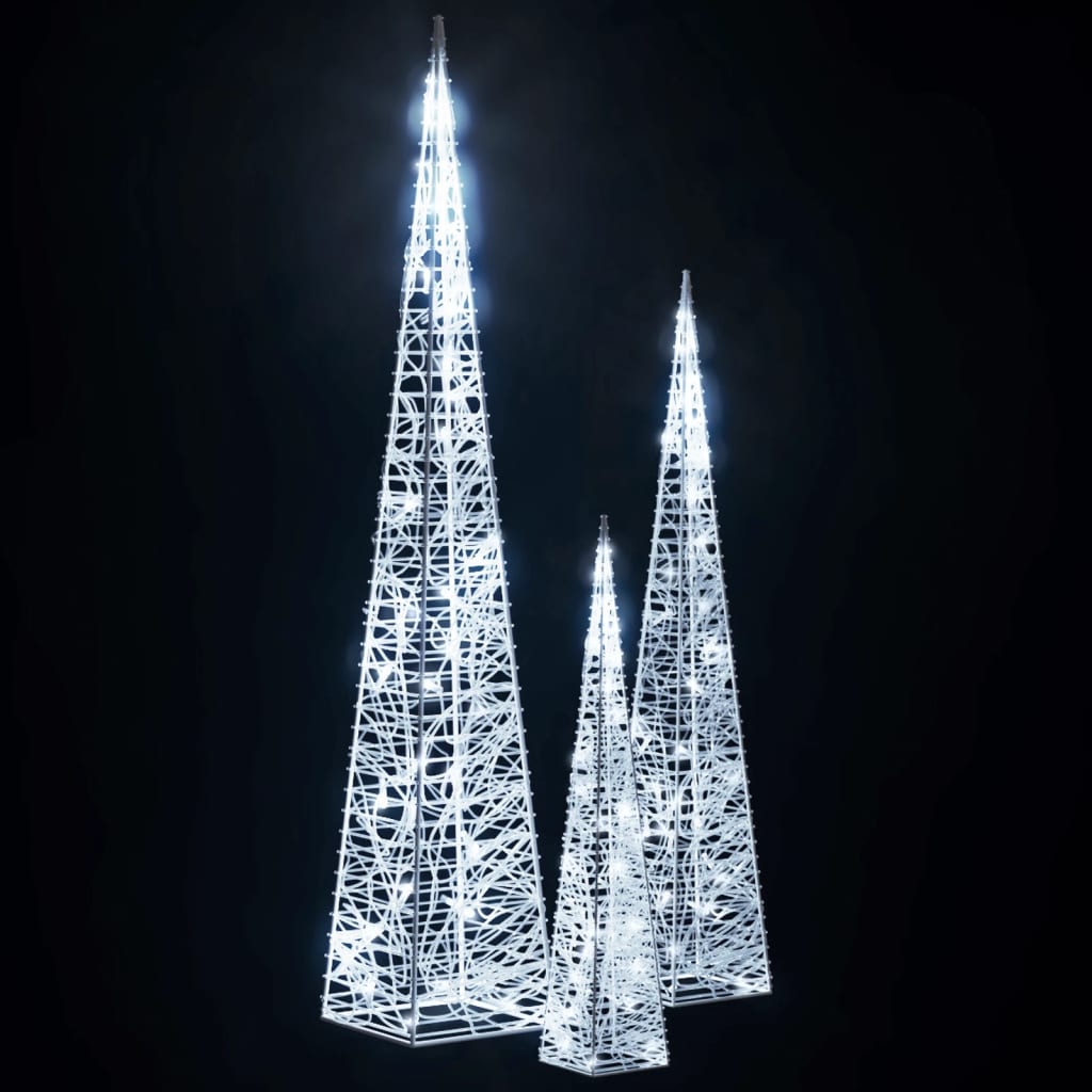 Lichtkegelset decoratief LED 30/45/60 cm acryl koudwit is nu te koop bij PeponiXL, paradijselijk wonen!