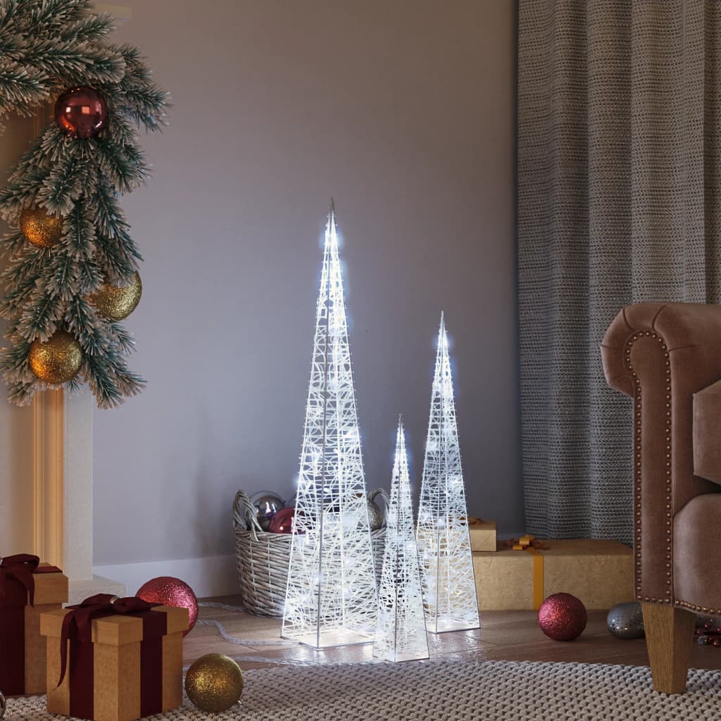 Lichtkegelset decoratief LED 30/45/60 cm acryl koudwit is nu te koop bij PeponiXL, paradijselijk wonen!