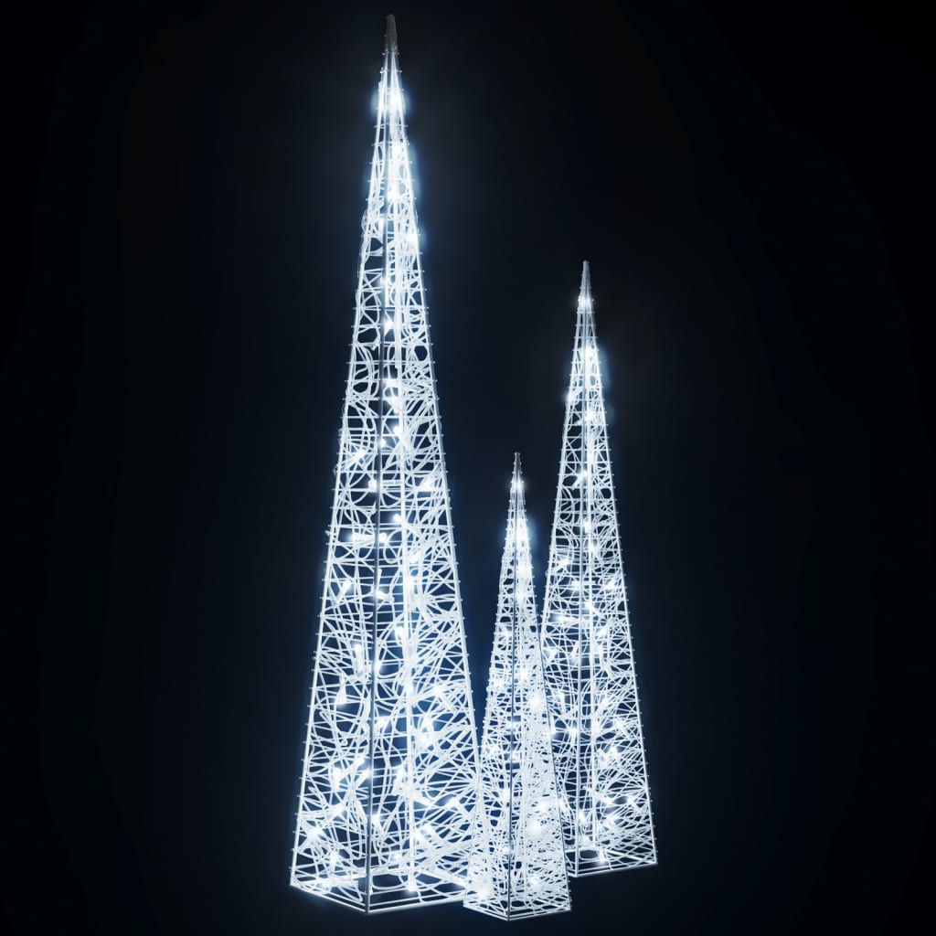Lichtkegelset decoratief LED 60/90/120 cm acryl koudwit is nu te koop bij PeponiXL, paradijselijk wonen!