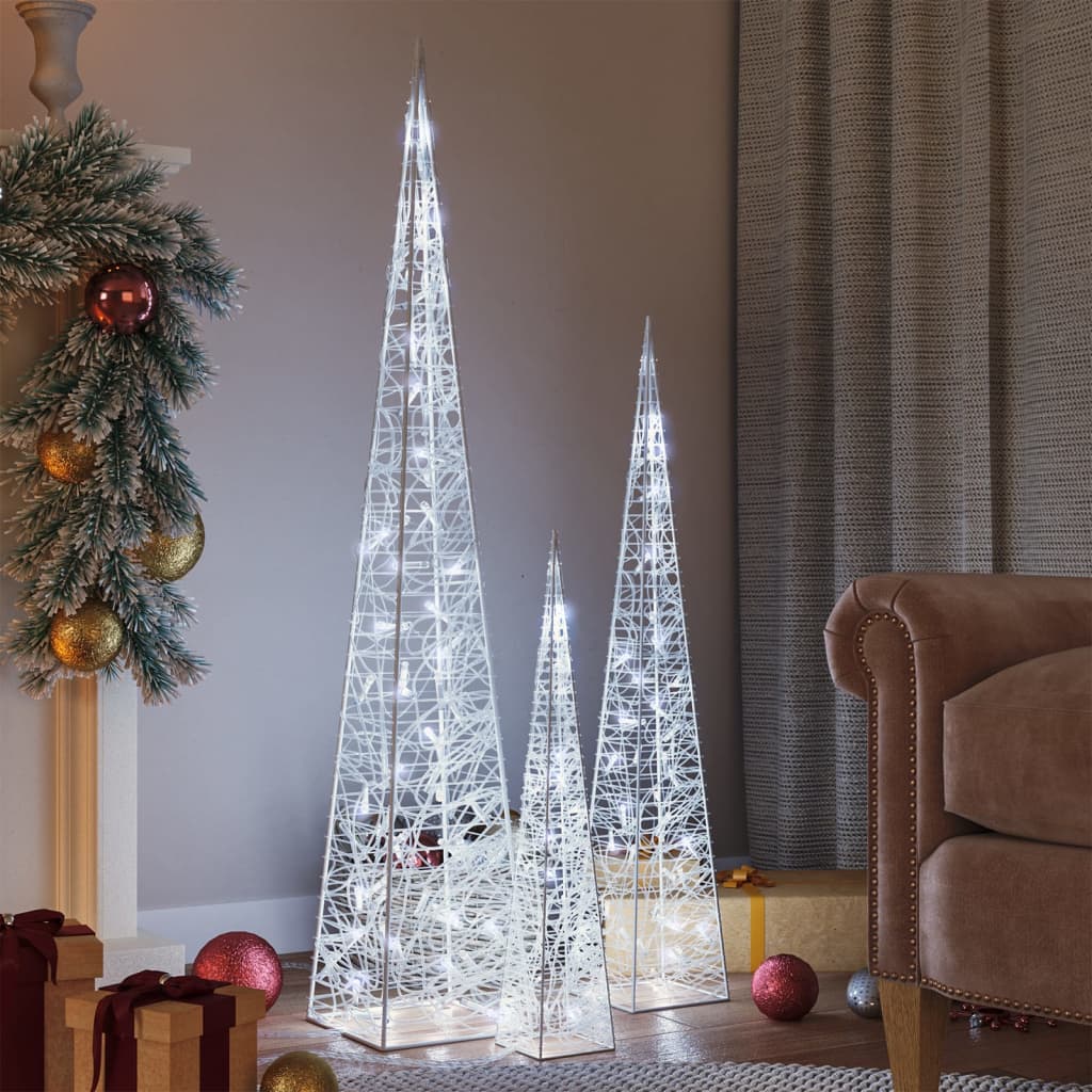 Lichtkegelset decoratief LED 60/90/120 cm acryl koudwit is nu te koop bij PeponiXL, paradijselijk wonen!