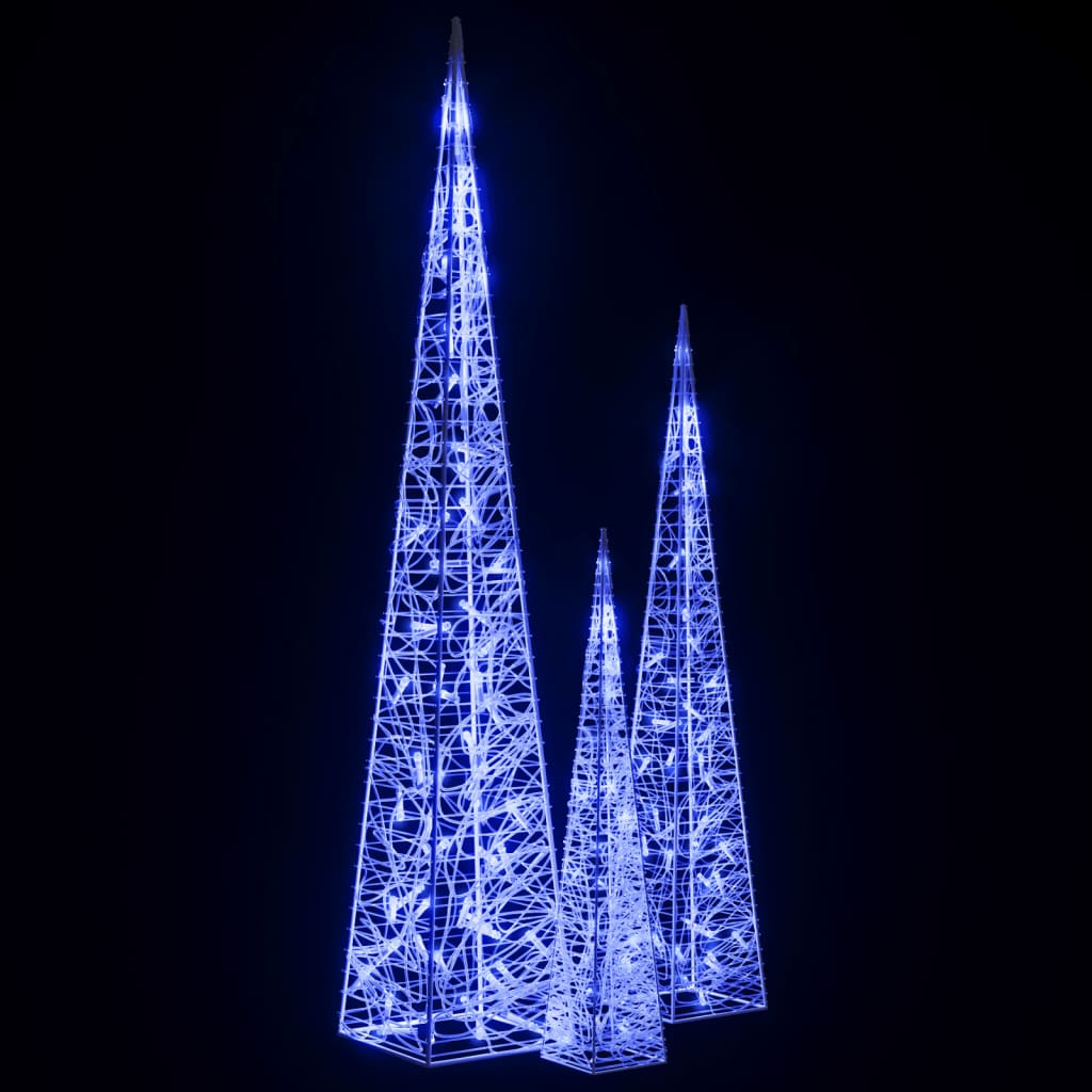 Lichtkegelset decoratief LED 60/90/120 cm acryl blauw is nu te koop bij PeponiXL, paradijselijk wonen!