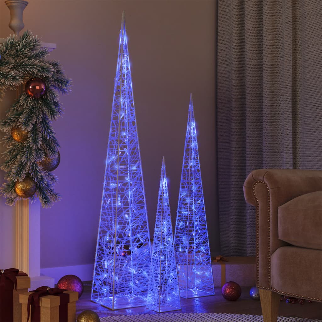 Lichtkegelset decoratief LED 60/90/120 cm acryl blauw is nu te koop bij PeponiXL, paradijselijk wonen!