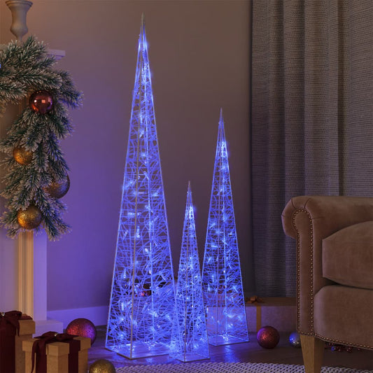 Lichtkegelset decoratief LED 60/90/120 cm acryl blauw is nu te koop bij PeponiXL, paradijselijk wonen!
