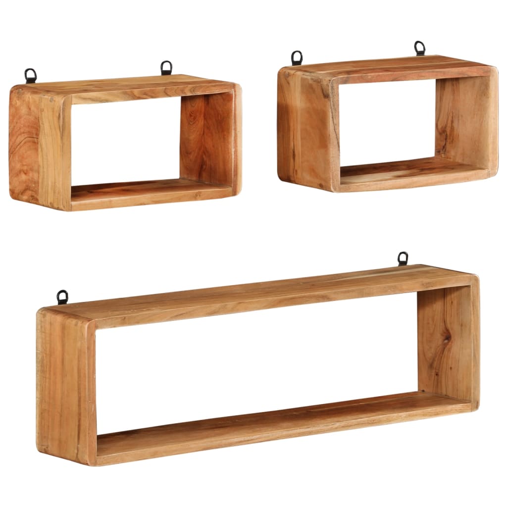 3-delige Wandschappenset kubus massief acaciahout is nu te koop bij PeponiXL, paradijselijk wonen!