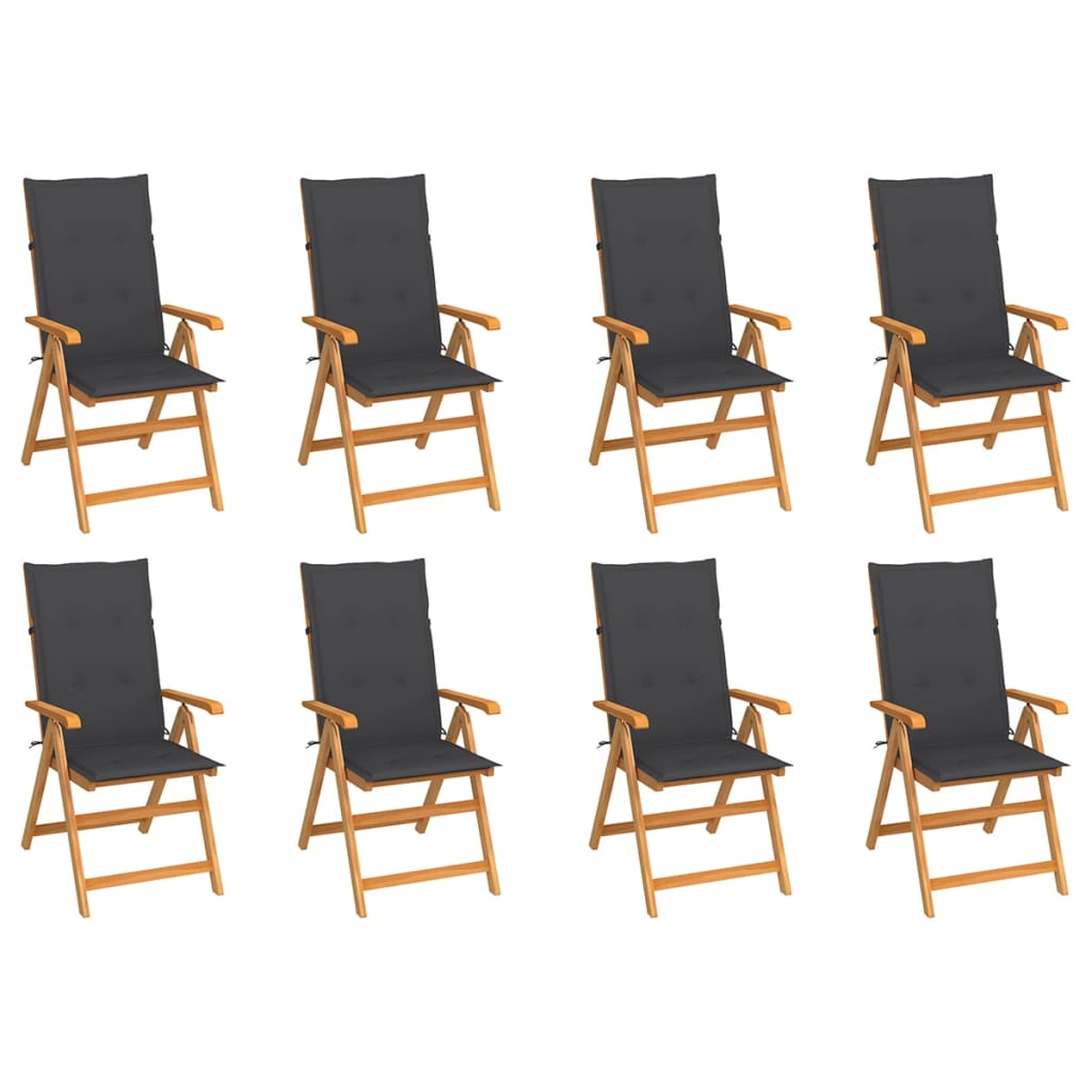 Tuinstoelen 8 st verstelbaar met kussens massief teakhout is nu te koop bij PeponiXL, paradijselijk wonen!
