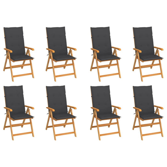 Tuinstoelen 8 st verstelbaar met kussens massief teakhout is nu te koop bij PeponiXL, paradijselijk wonen!