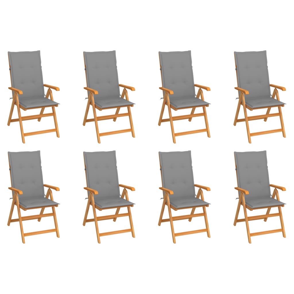 Tuinstoelen 8 st verstelbaar met kussens massief teakhout is nu te koop bij PeponiXL, paradijselijk wonen!