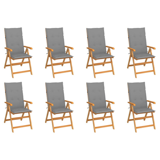 Tuinstoelen 8 st verstelbaar met kussens massief teakhout is nu te koop bij PeponiXL, paradijselijk wonen!