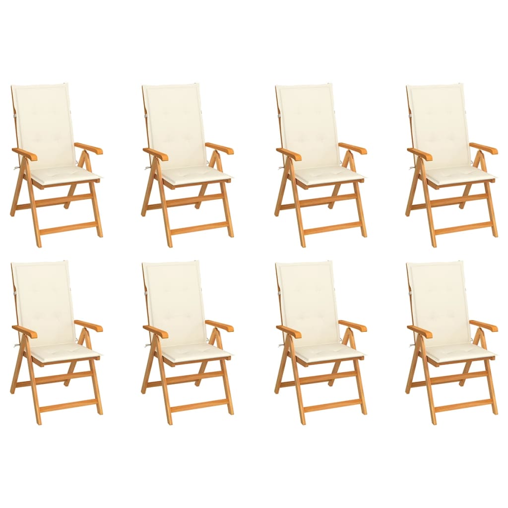 Tuinstoelen 8 st verstelbaar met kussens massief teakhout is nu te koop bij PeponiXL, paradijselijk wonen!