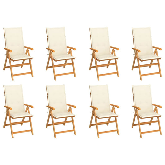 Tuinstoelen 8 st verstelbaar met kussens massief teakhout is nu te koop bij PeponiXL, paradijselijk wonen!