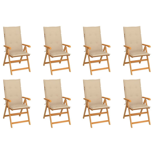 Tuinstoelen 8 st verstelbaar met kussens massief teakhout is nu te koop bij PeponiXL, paradijselijk wonen!
