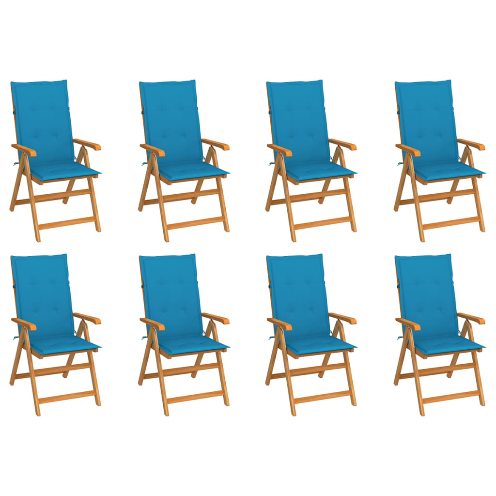 Tuinstoelen 8 st verstelbaar met kussens massief teakhout is nu te koop bij PeponiXL, paradijselijk wonen!