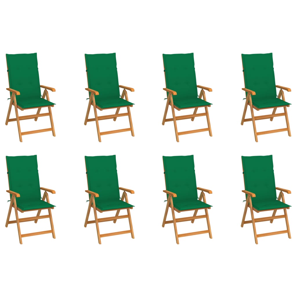Tuinstoelen 8 st verstelbaar met kussens massief teakhout is nu te koop bij PeponiXL, paradijselijk wonen!