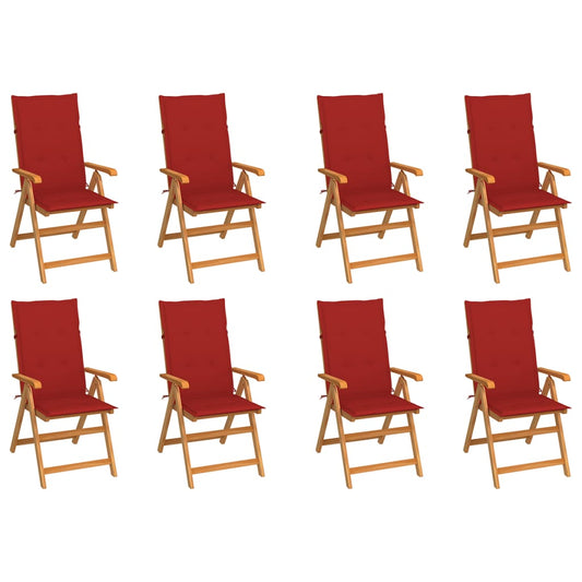 Tuinstoelen 8 st verstelbaar met kussens massief teakhout is nu te koop bij PeponiXL, paradijselijk wonen!