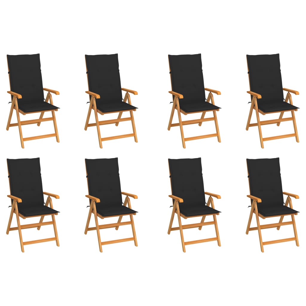 Tuinstoelen 8 st verstelbaar met kussens massief teakhout is nu te koop bij PeponiXL, paradijselijk wonen!