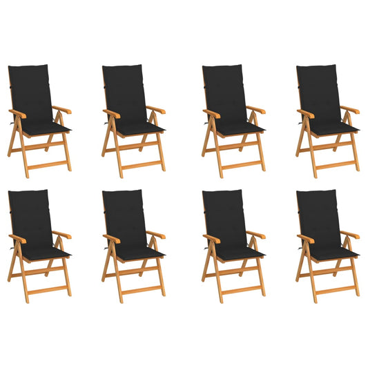 Tuinstoelen 8 st verstelbaar met kussens massief teakhout is nu te koop bij PeponiXL, paradijselijk wonen!