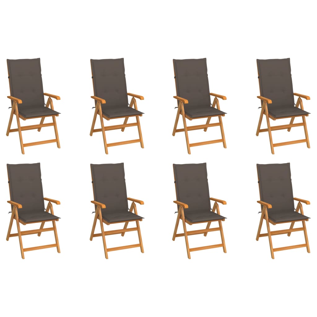 Tuinstoelen 8 st verstelbaar met kussens massief teakhout is nu te koop bij PeponiXL, paradijselijk wonen!