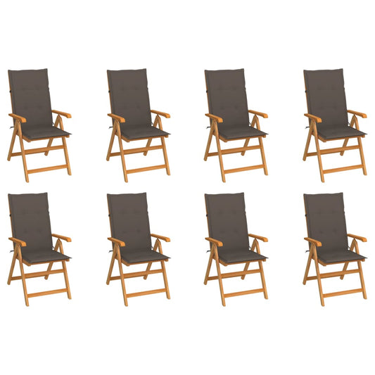 Tuinstoelen 8 st verstelbaar met kussens massief teakhout is nu te koop bij PeponiXL, paradijselijk wonen!
