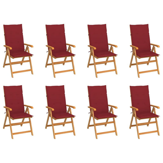 Tuinstoelen 8 st verstelbaar met kussens massief teakhout is nu te koop bij PeponiXL, paradijselijk wonen!