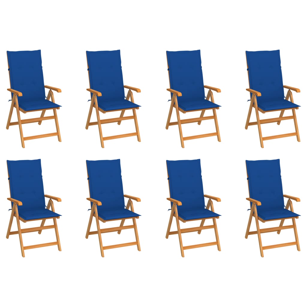 Tuinstoelen 8 st verstelbaar met kussens massief teakhout is nu te koop bij PeponiXL, paradijselijk wonen!