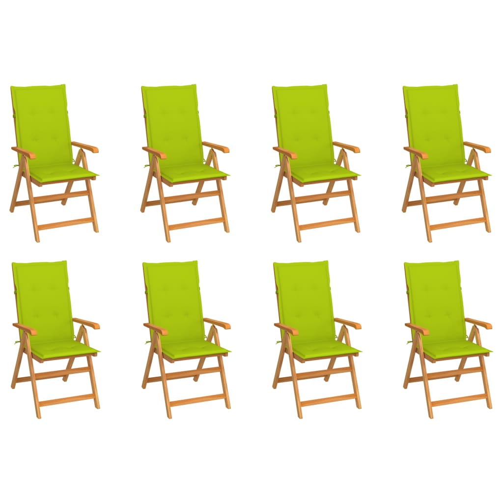 Tuinstoelen 8 st verstelbaar met kussens massief teakhout is nu te koop bij PeponiXL, paradijselijk wonen!