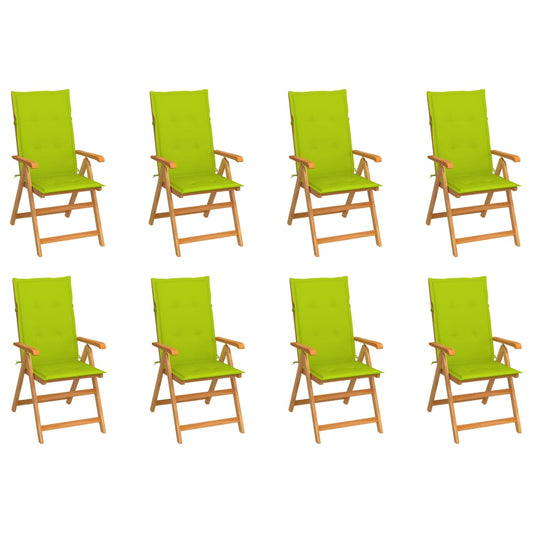Tuinstoelen 8 st verstelbaar met kussens massief teakhout is nu te koop bij PeponiXL, paradijselijk wonen!